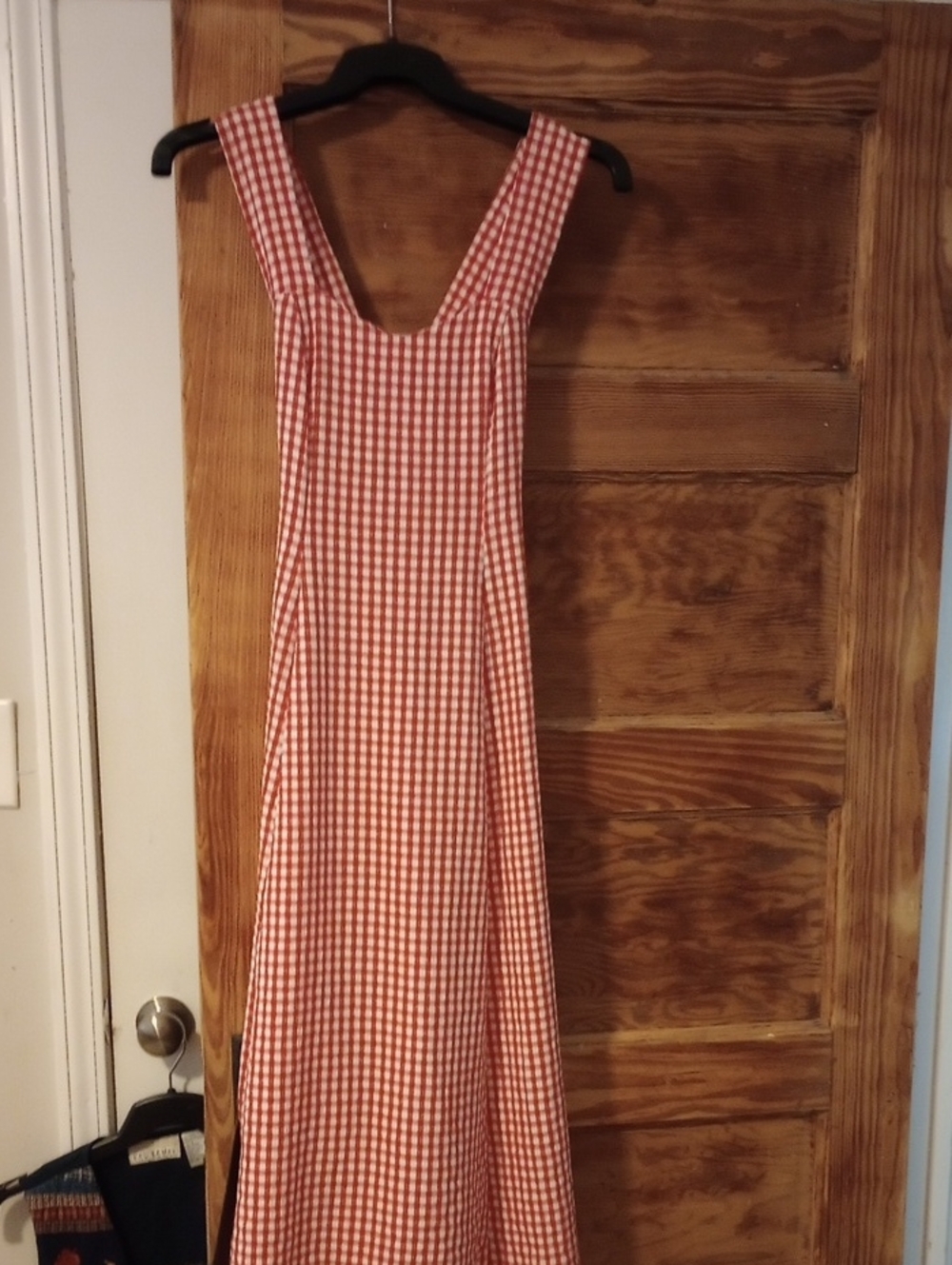 Women's Vintage Red Gingham Sleeveless Maxi Dress
